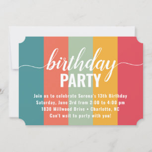 Festive and Bold Colour Swatch Birthday Invitation