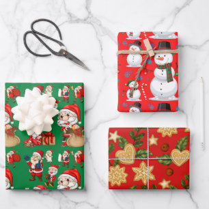 Festive and Colourful Christmas Red and Green Wrapping Paper Sheet
