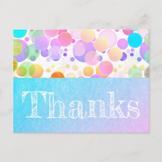 Festive and colourful party "Thank you" postcard. Postcard (Front)