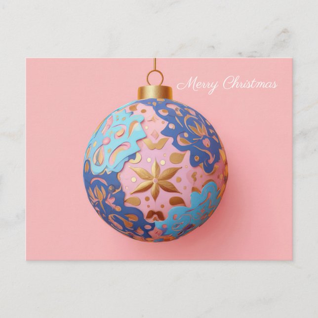 Festive and elegant Christmas Bauble Greeting Postcard (Front)