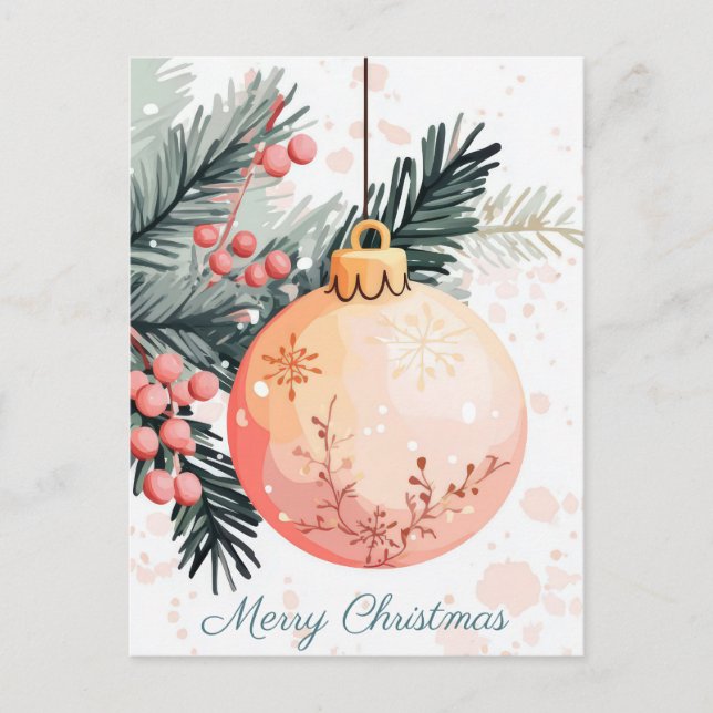 Festive and elegant Christmas Greeting Postcard (Front)