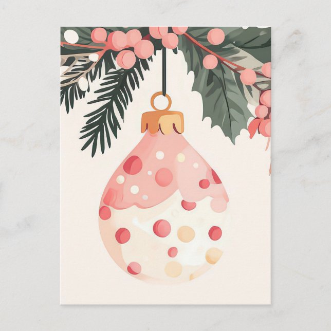 Festive and elegant Christmas Greeting Postcard (Front)