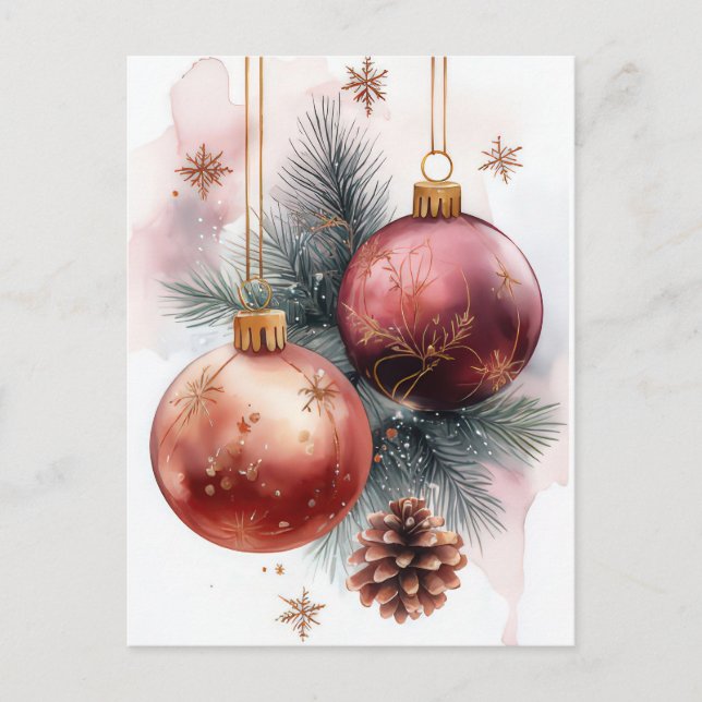 Festive and elegant Christmas Greeting Postcard (Front)