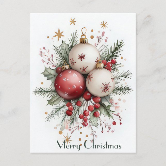 Festive and elegant Christmas Greeting Postcard (Front)