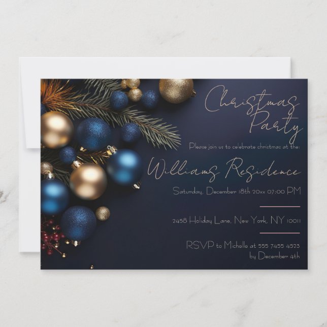 Festive and elegant Christmas Party Invitation (Front)