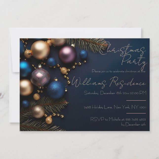 Festive and elegant Christmas Party Invitation (Front)