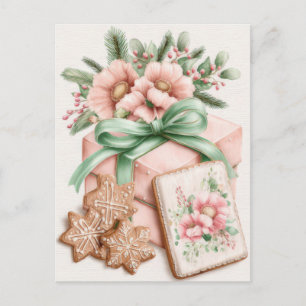 Festive and elegant Pastel Christmas Gift Box Postcard