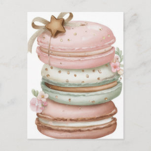 Festive and elegant Pastel Christmas Macarones Postcard