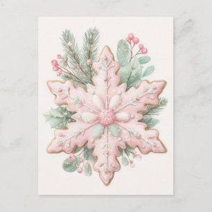 Festive and elegant Pastel Christmas Snowflake Postcard