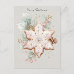 Festive and elegant Pastel Christmas Snowflake Postcard
