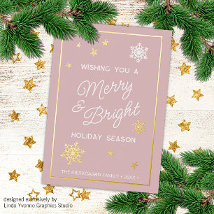 Festive And Elegant Seasons Greetings Gold Foil Holiday Card