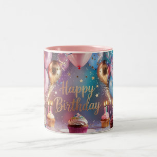 Festive and Fun! - Personalised Birthday Celebrate Two-Tone Coffee Mug