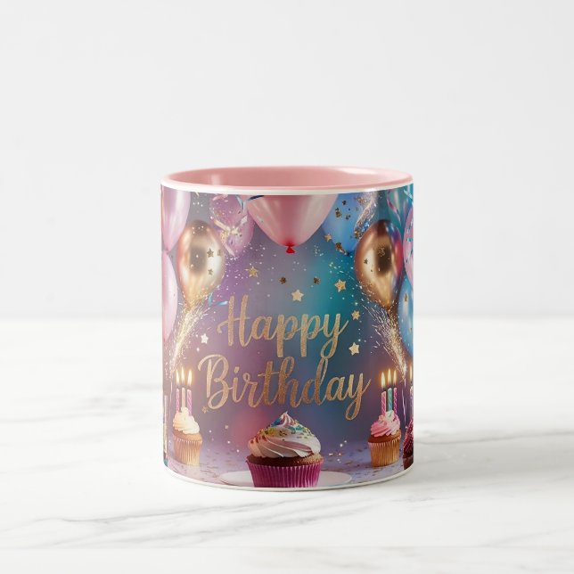 Festive and Fun! - Personalised Birthday Celebrate Two-Tone Coffee Mug (Center)