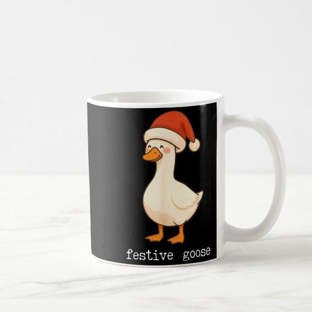 Festive And Mpy Goose Santa Hat Xmas Light Matchin Coffee Mug (Right)