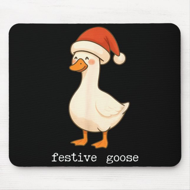 Festive And Mpy Goose Santa Hat Xmas Light Matchin Mouse Mat (Front)