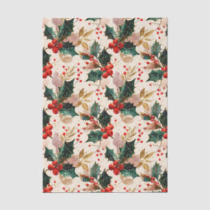 Festive and Vintage Style Christmas Holly Pattern Tissue Paper