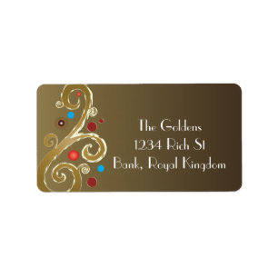 Festive and whimsical Holiday gold Label