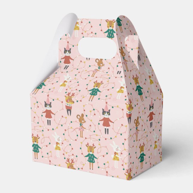 Festive Animal Friends Christmas Pattern Favour Box (Front Side)