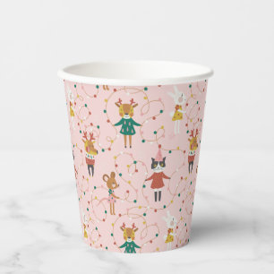 Festive Animal Friends Christmas Pattern Paper Cups
