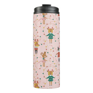 Festive Animal Friends Christmas Pattern Thermal Tumbler