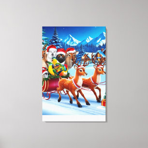Festive Animals Christmas Canvas Art 24"x 36"