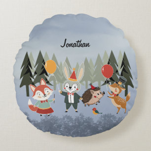Festive animals round cushion