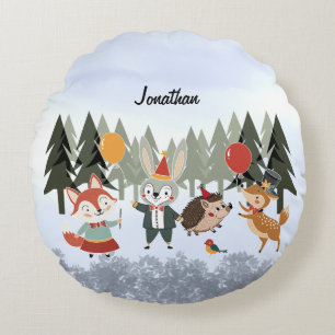 Festive animals round cushion