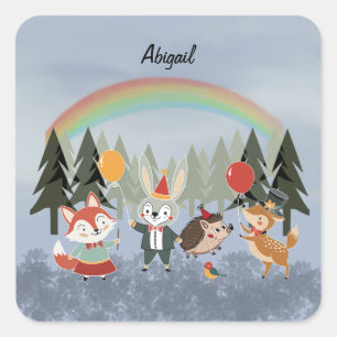 Festive animals square sticker