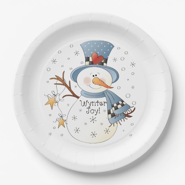 Festive any purpose Winter snowman Paper Plate (Front)
