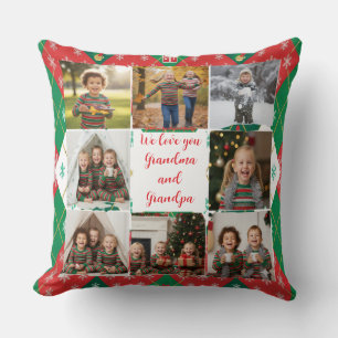 Festive Argyle Love Personalized Christmas Cushion