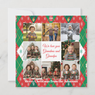 Festive Argyle Love Personalized Holiday Card