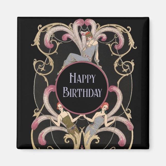 Festive Art Deco Birthday   Magnet (Front)