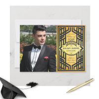 Festive Art Deco Graduation Photo Gold Class 20XX