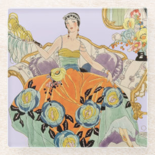 Festive Art Deco Lady Glass Coaster