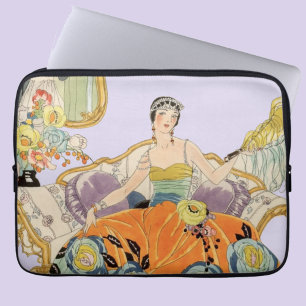 Festive Art Deco Lady  Laptop Sleeve