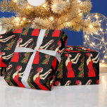 Festive art deco retro vintage Christmas lady Wrapping Paper<br><div class="desc">design by www.etsy.com/Shop/VanityFlairDesigns</div>