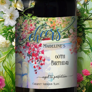 Festive Artistic Summer Birthday  Wine Label