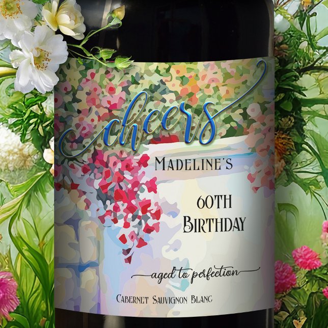 Festive Artistic Summer Birthday  Wine Label (Creator Uploaded)