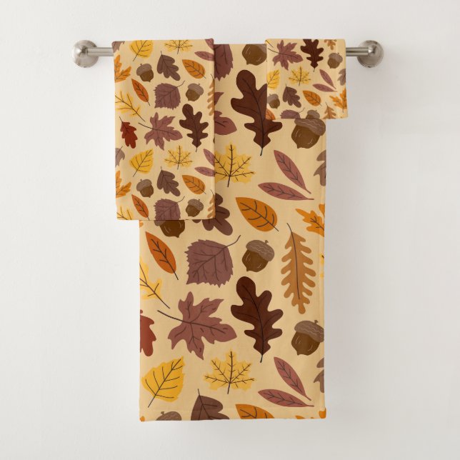 Festive Autumn Leaves Bathroom Towel Set (Insitu)