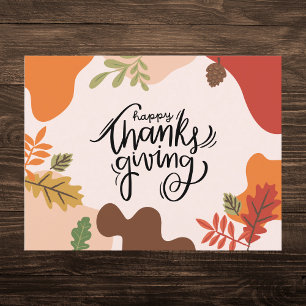 Festive Autumn Leaves Thanksgiving Holiday Postcard