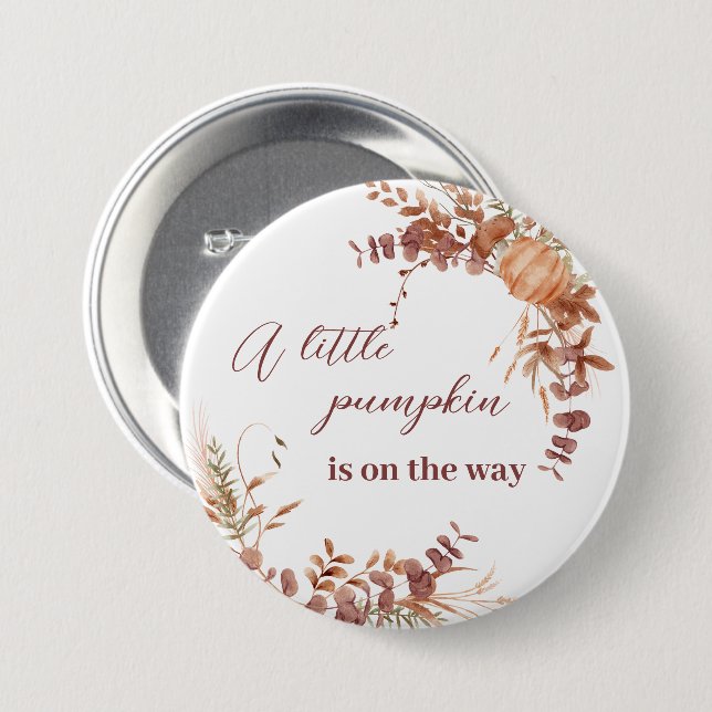 Festive Autumn Terracotta Baby Fox Pumpkin 7.5 Cm Round Badge (Front & Back)