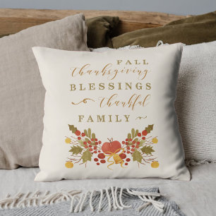 Festive Autumn Watercolor Foliage Cushion