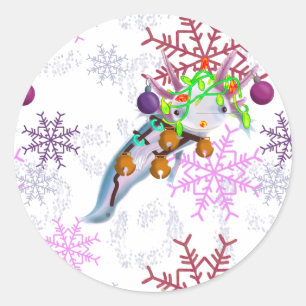 Festive Axlotl Classic Round Sticker