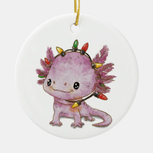 Festive Axolotl Ceramic Tree Decoration