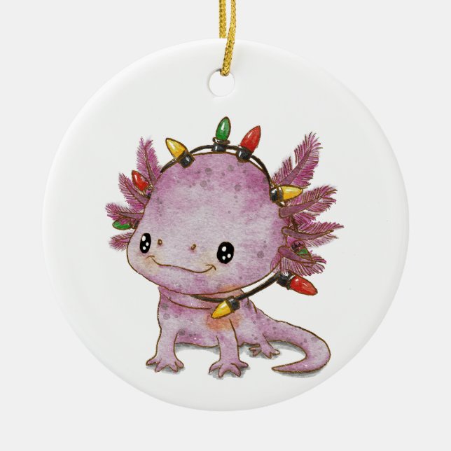 Festive Axolotl Ceramic Tree Decoration (Front)
