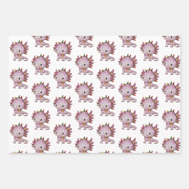 Festive Axolotl Wrapping Paper Sheet (Front 3)