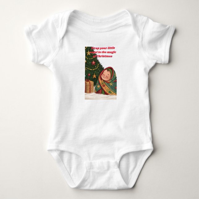 Festive Baby Bodysuit – Wrapped in Christmas Magic (Front)