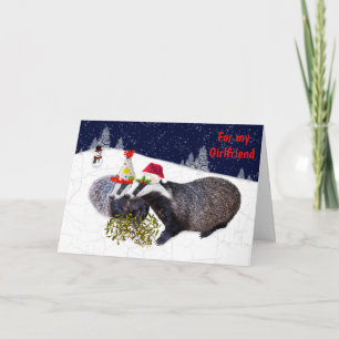 Festive Badgers Card GIRLFRIEND