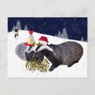 Festive Badgers Postcard