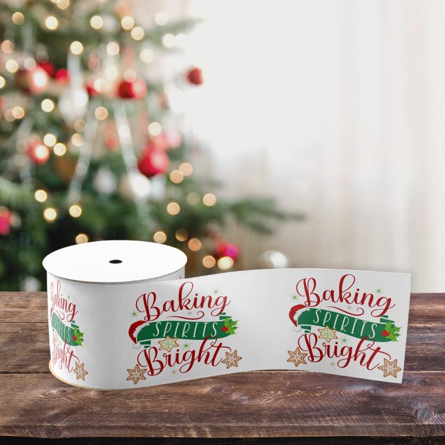 Festive Baking Spirits Bright Christmas Holiday Grosgrain Ribbon (Festive Baking Spirits Bright Christmas Holiday Grosgrain Ribbon)